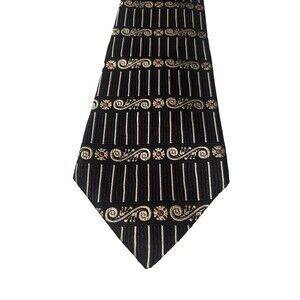 Pierre Cardin Mens Silk Necktie Brown Textured Multicolor Geometric 59" x 4"
